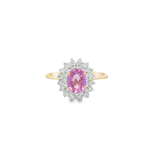 18KT ROSE GOLD PINK SAPPHIRE AND DIAMONDS RING