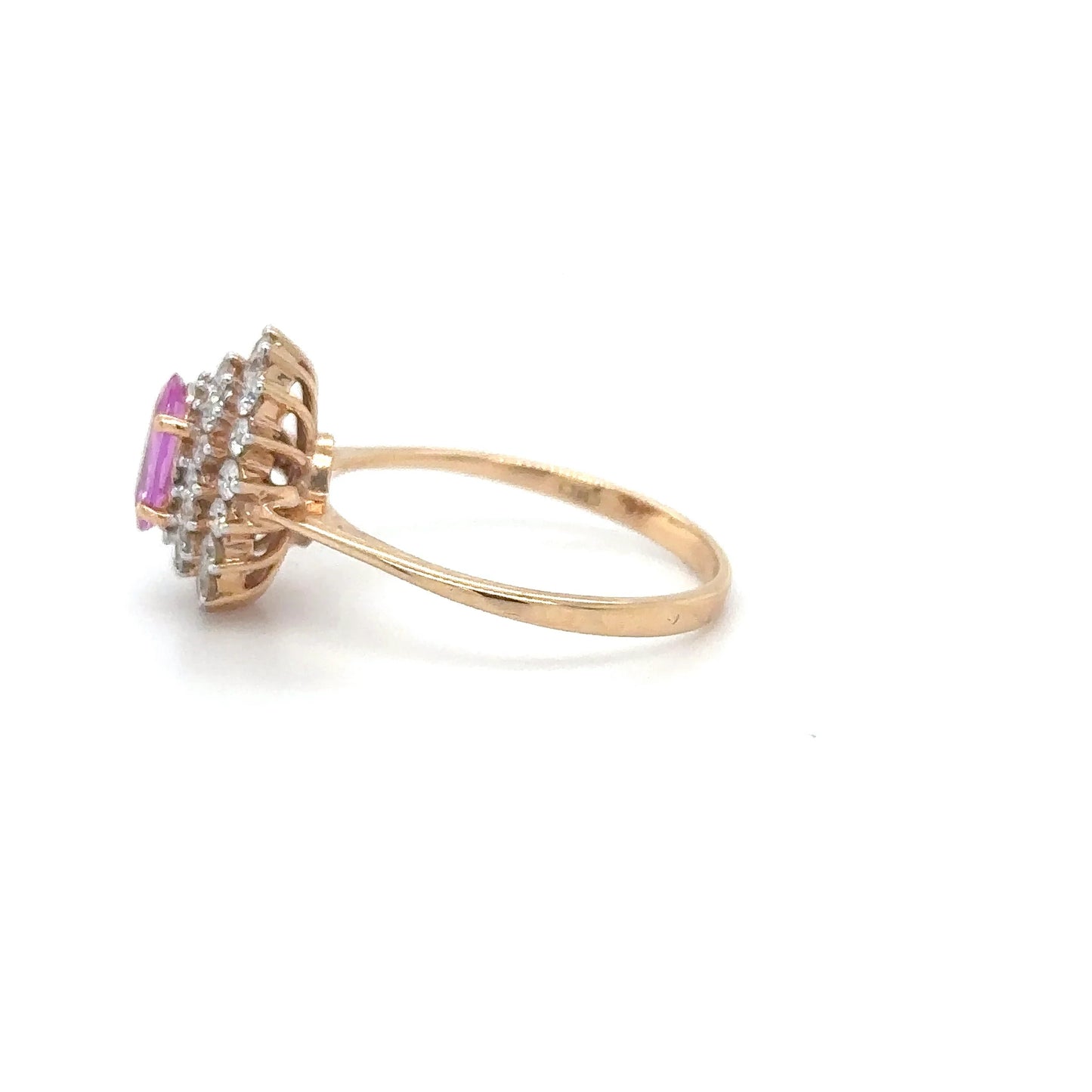 18KT ROSE GOLD PINK SAPPHIRE AND DIAMONDS RING