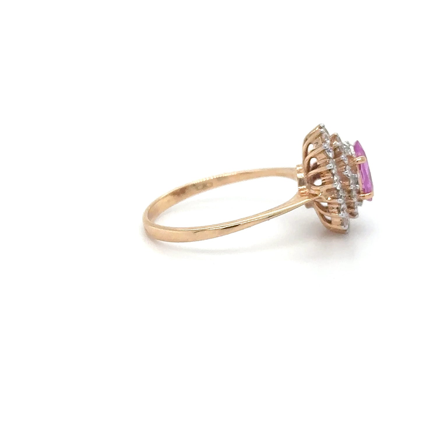 18KT ROSE GOLD PINK SAPPHIRE AND DIAMONDS RING