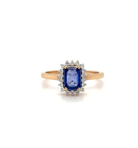 18KT ROSE GOLD SAPPHIRE AND DIAMONDS RING