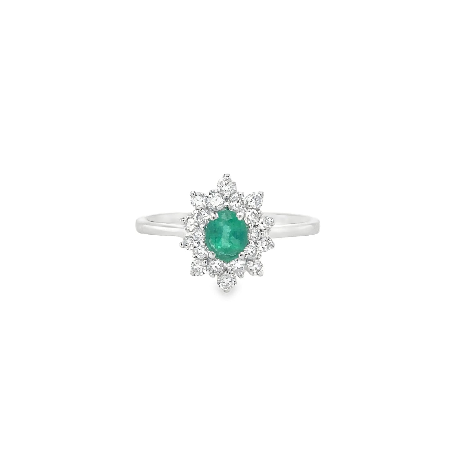 18KT WHITE GOLD EMERALD AND DIAMONDS RING