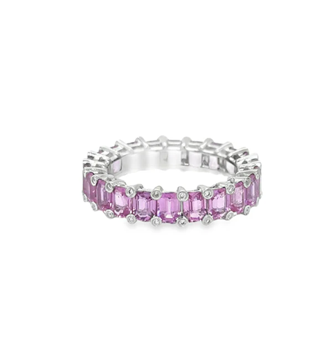 18KT WHITE GOLD PINK SAPPHIRE AND DIAMONDS RING