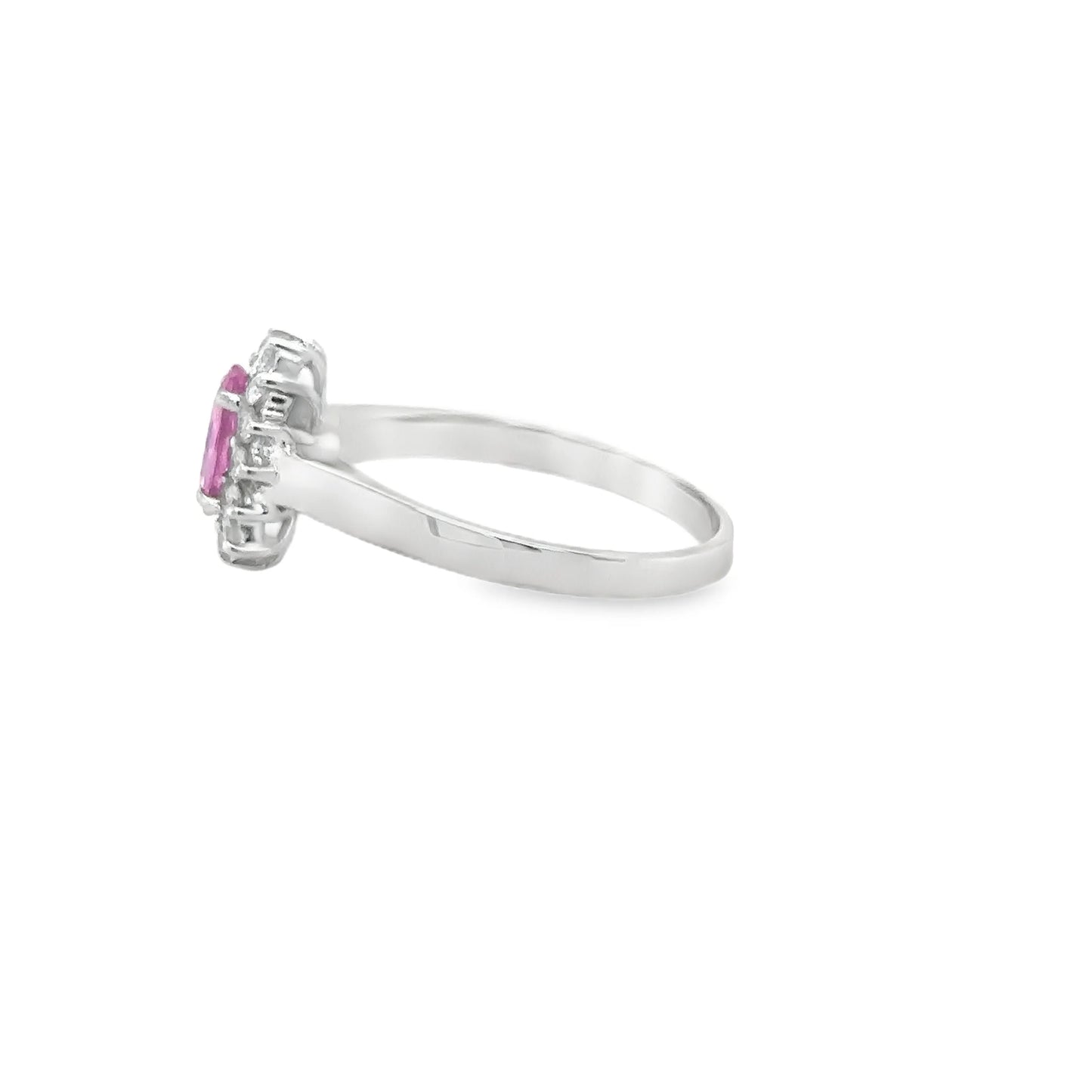 18KT WHITE GOLD PINK SAPPHIRE AND DIAMONDS RING