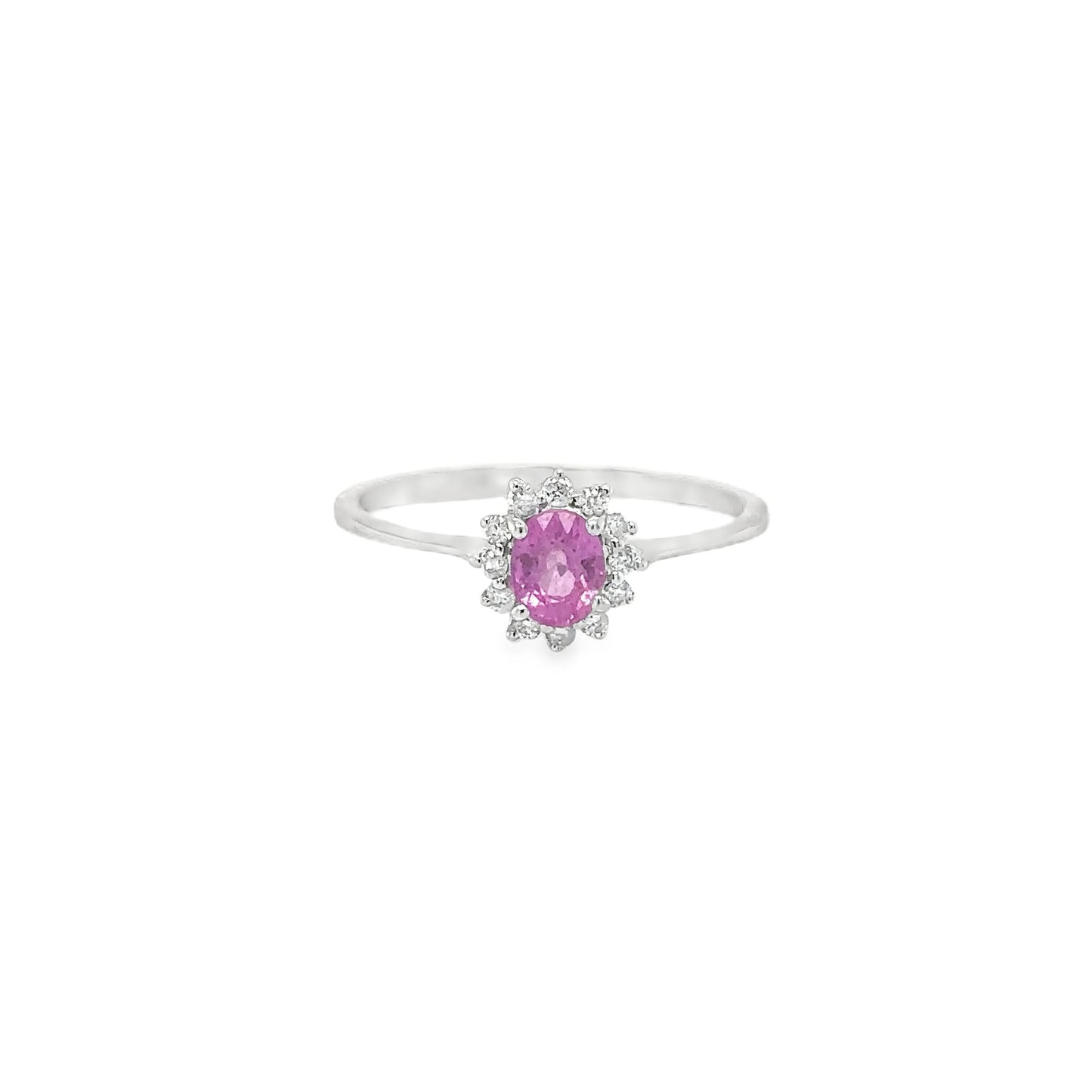 18KT WHITE GOLD PINK SAPPHIRE AND DIAMONDS RING