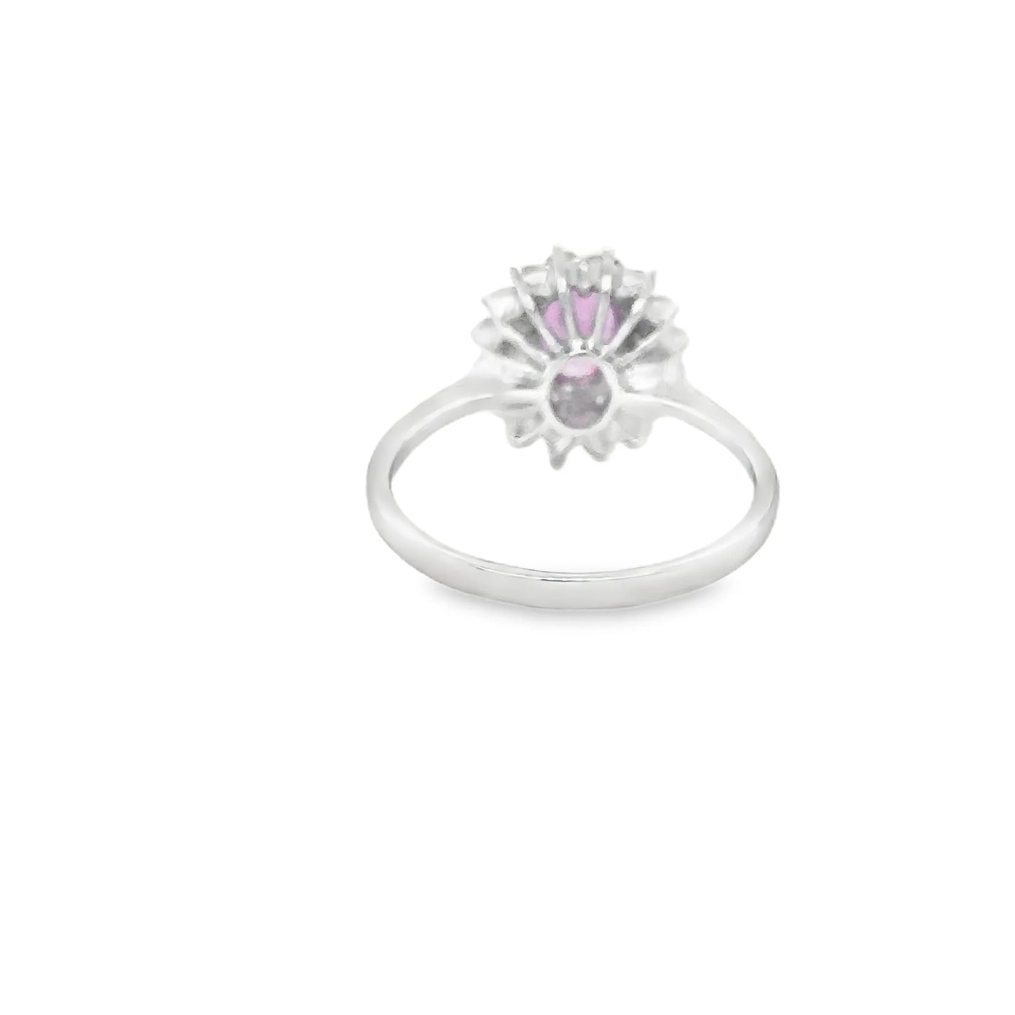 18KT WHITE GOLD PINK SAPPHIRE AND DIAMONDS RING