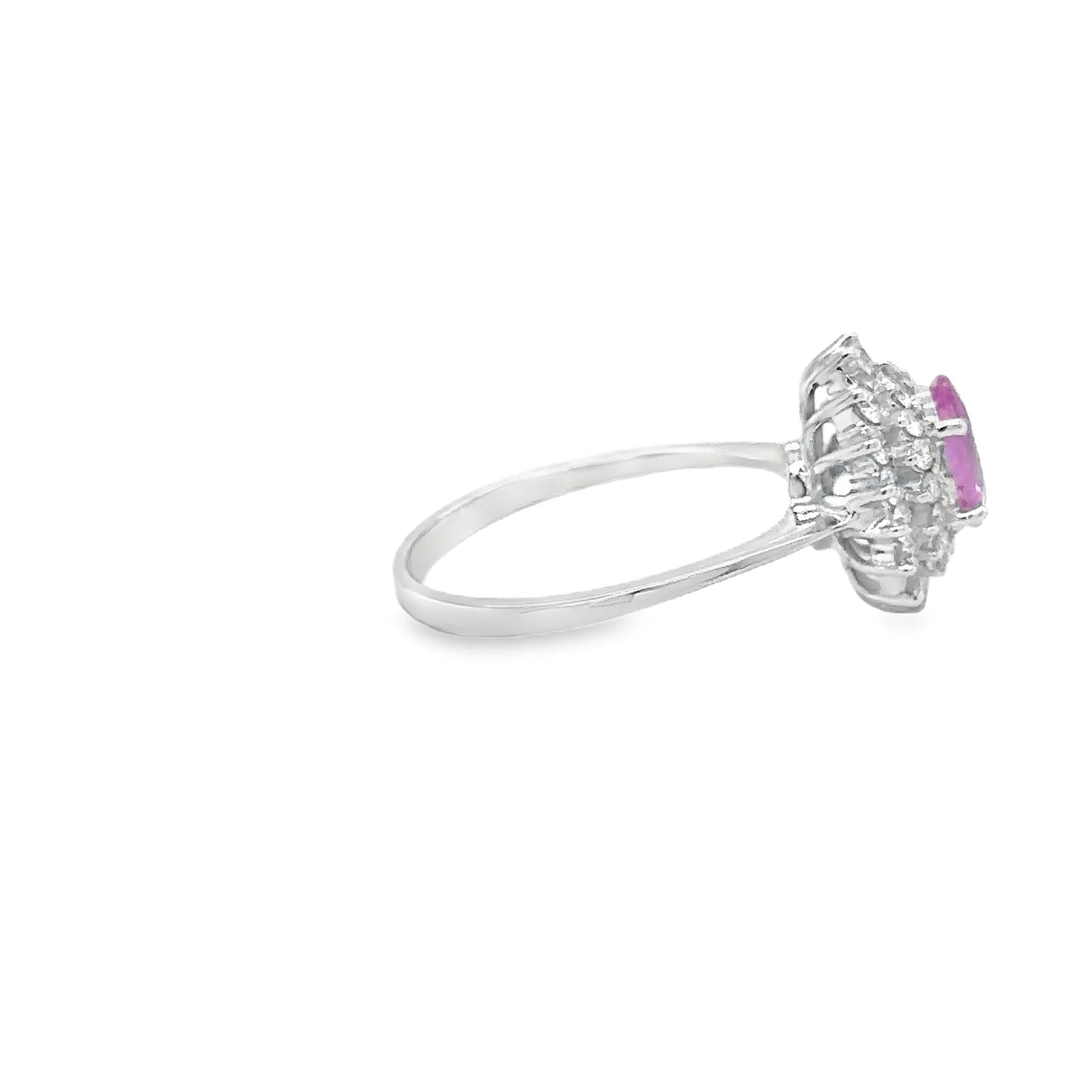 18KT WHITE GOLD PINK SAPPHIRE AND DIAMONDS RING