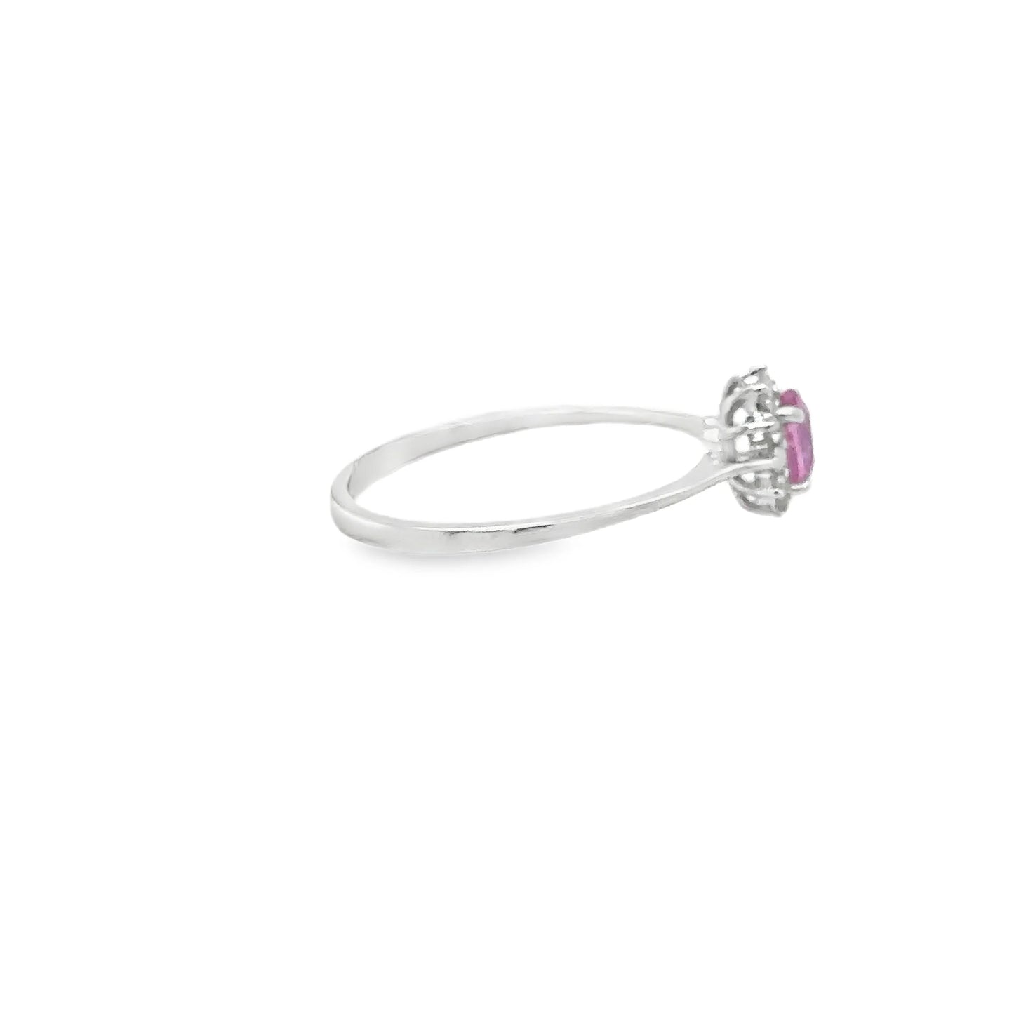 18KT WHITE GOLD PINK SAPPHIRE AND DIAMONDS RING