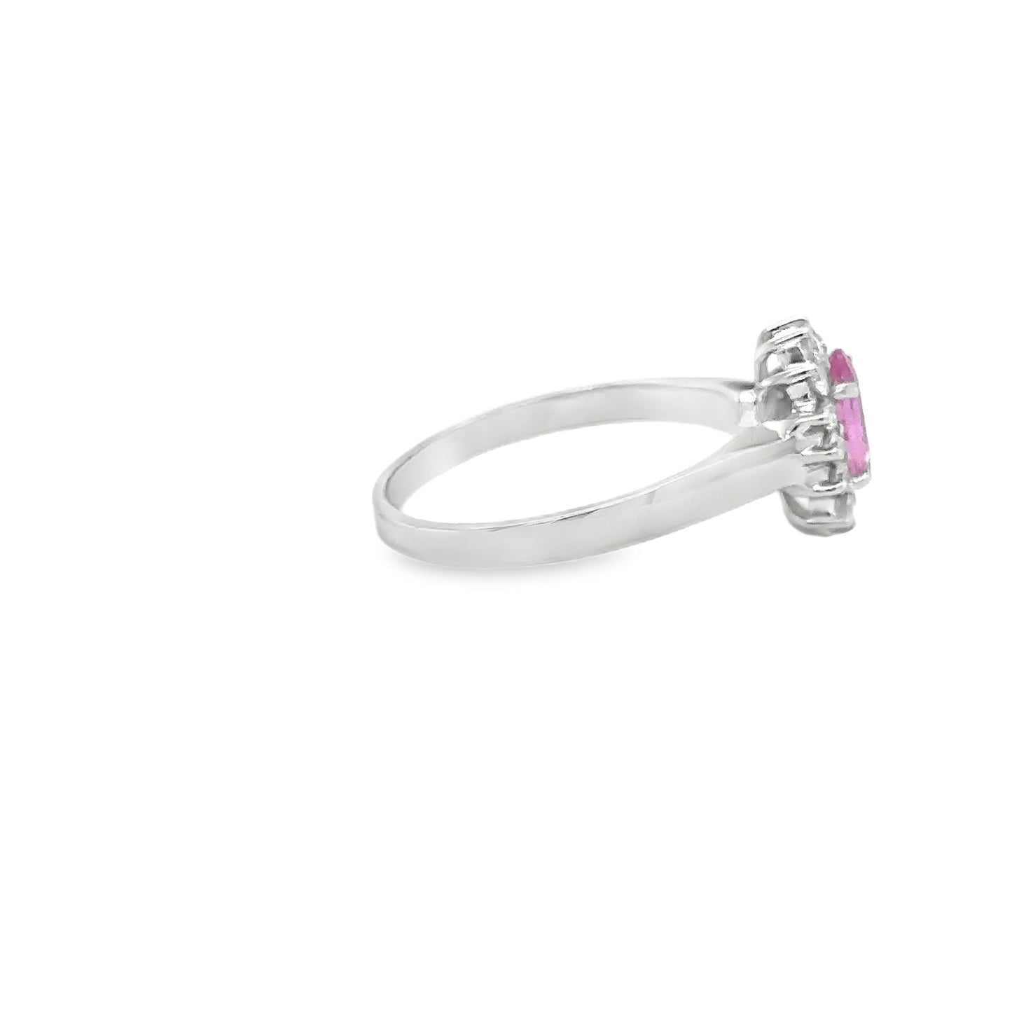 18KT WHITE GOLD PINK SAPPHIRE AND DIAMONDS RING