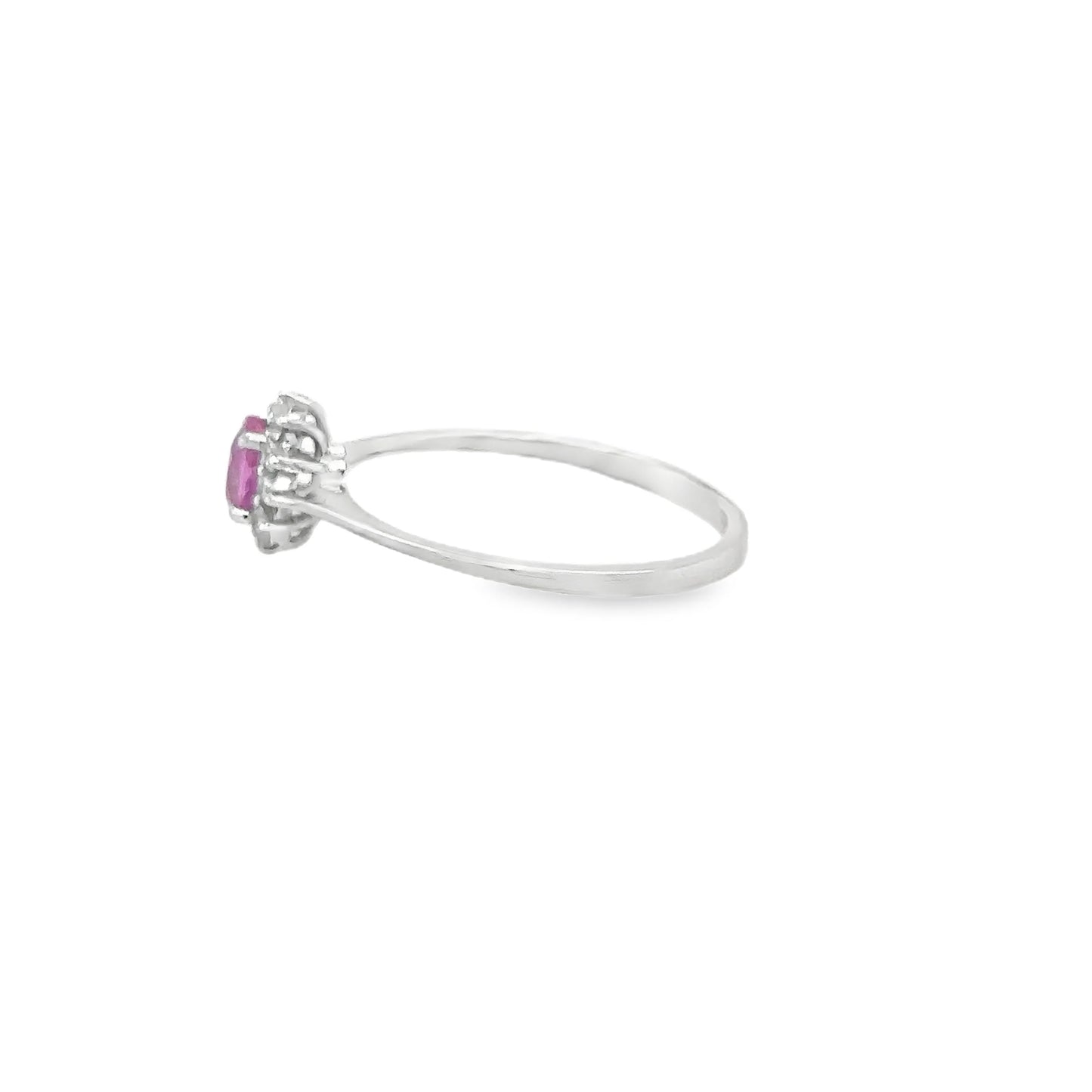 18KT WHITE GOLD PINK SAPPHIRE AND DIAMONDS RING