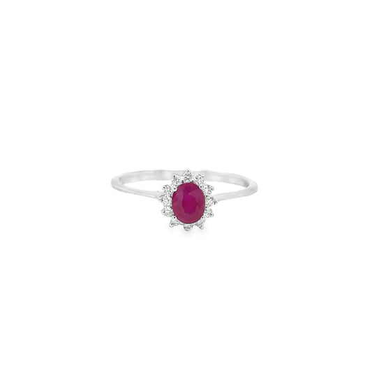18KT WHITE GOLD RUBY AND DIAMONDS RING