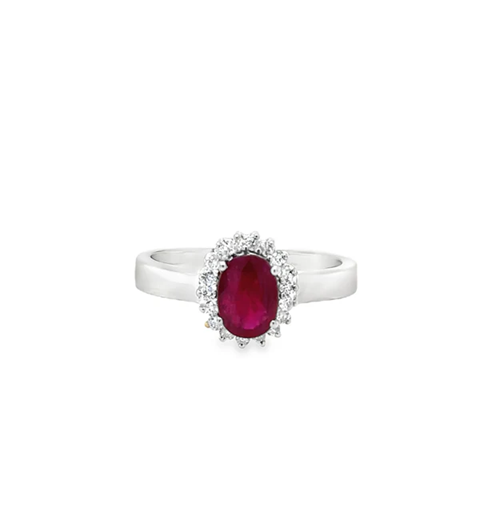 18KT WHITE GOLD RUBY AND DIAMONDS RING