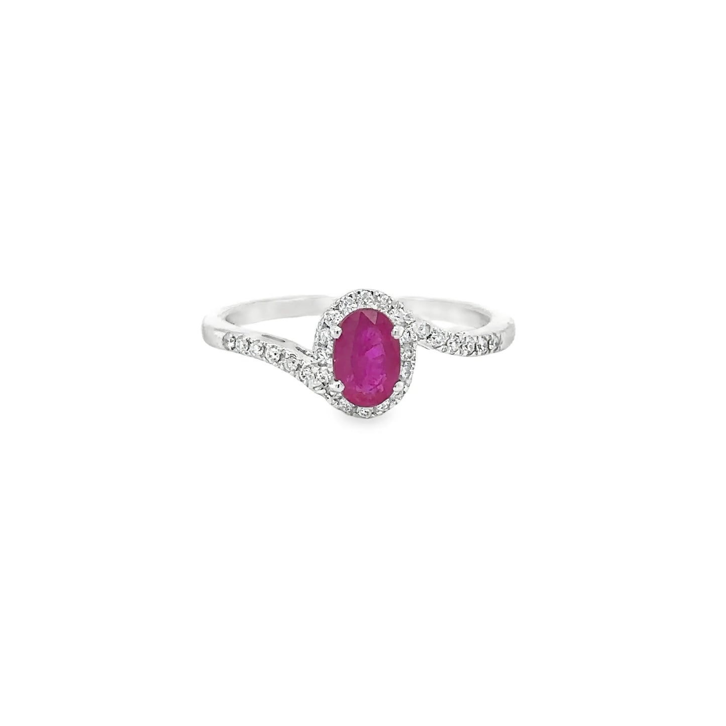 18KT WHITE GOLD RUBY AND DIAMONDS RING