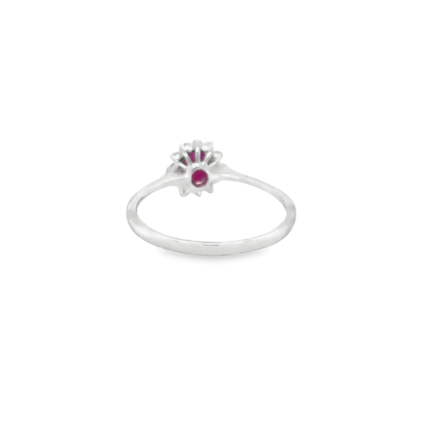 18KT WHITE GOLD RUBY AND DIAMONDS RING