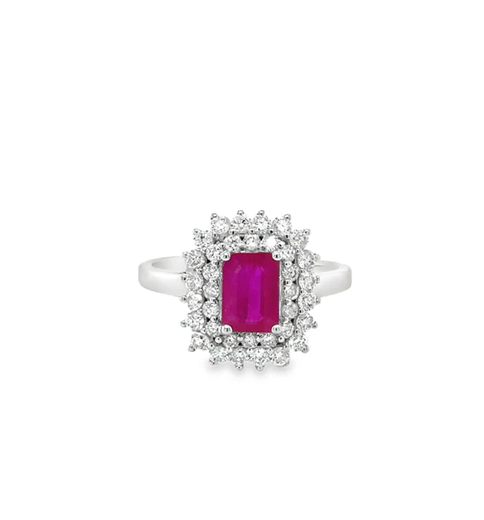 18KT WHITE GOLD RUBY AND DIAMONDS RING