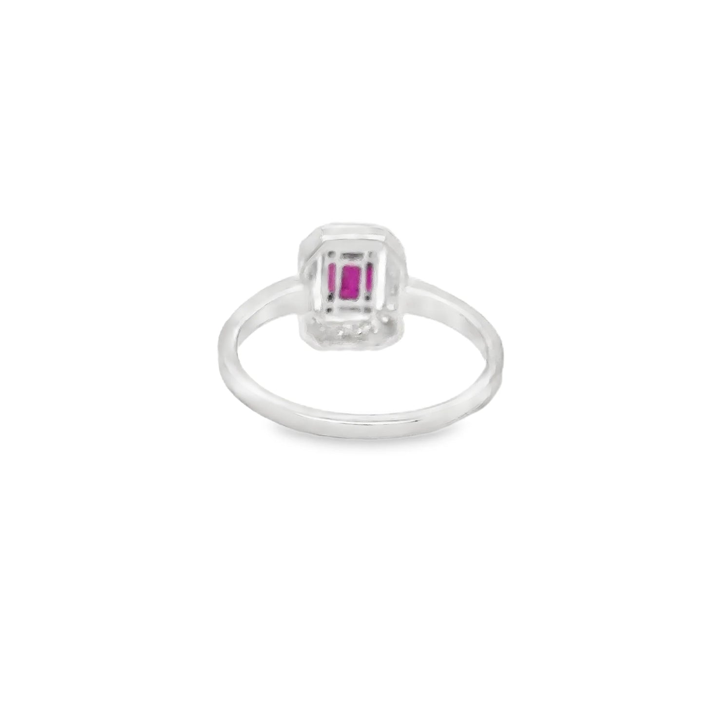 18KT WHITE GOLD RUBY AND DIAMONDS RING