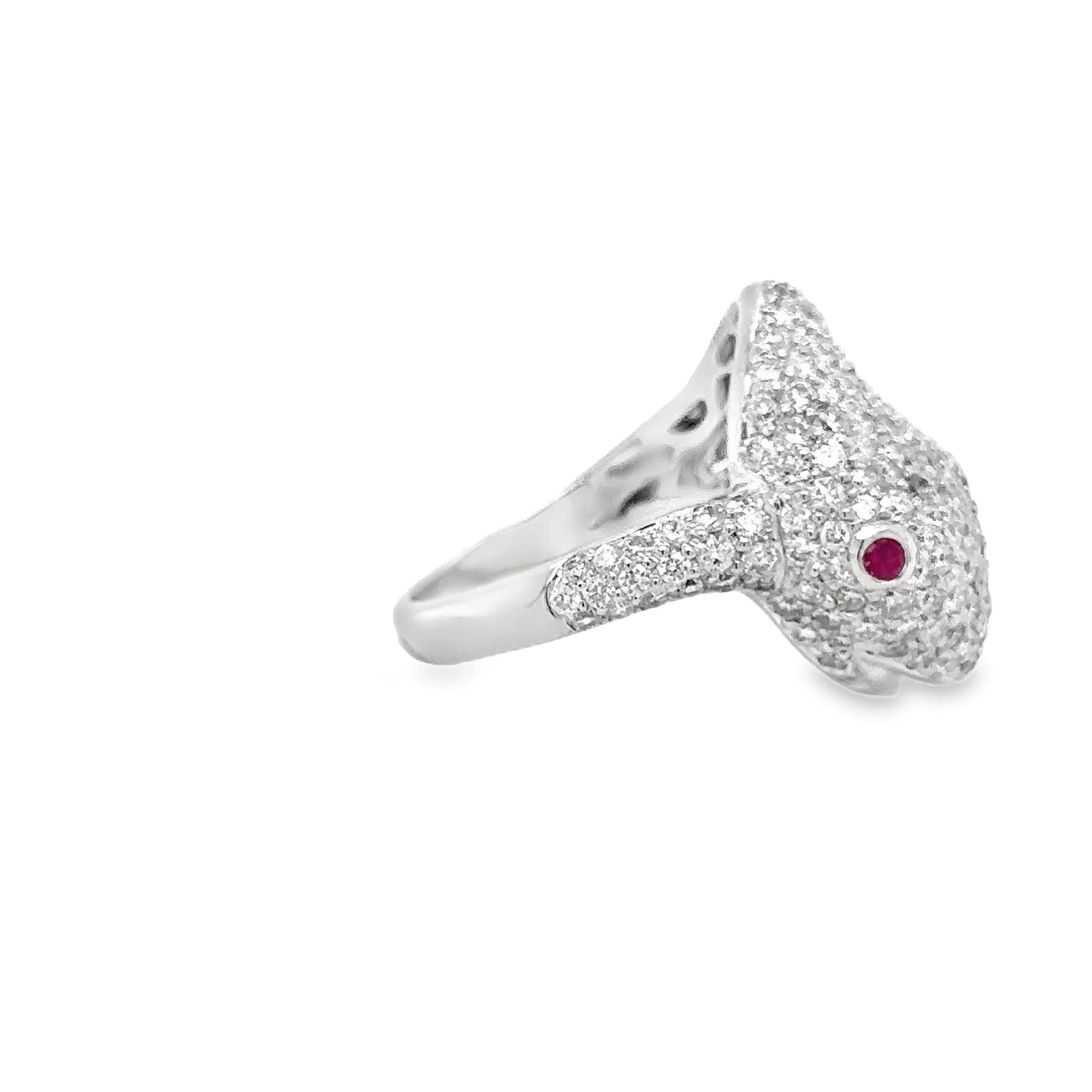 18KT WHITE GOLD RUBY AND DIAMONDS SNAKE RING