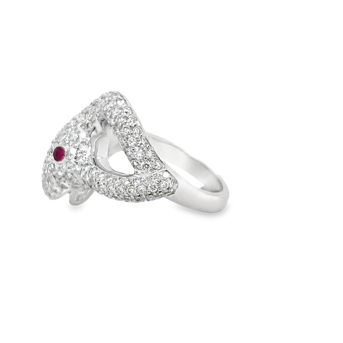 18KT WHITE GOLD RUBY AND DIAMONDS SNAKE RING