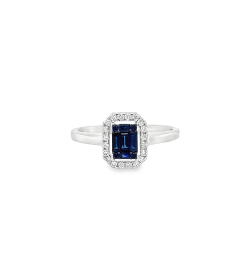 18KT WHITE GOLD SAPPHIRE AND DIAMONDS RING