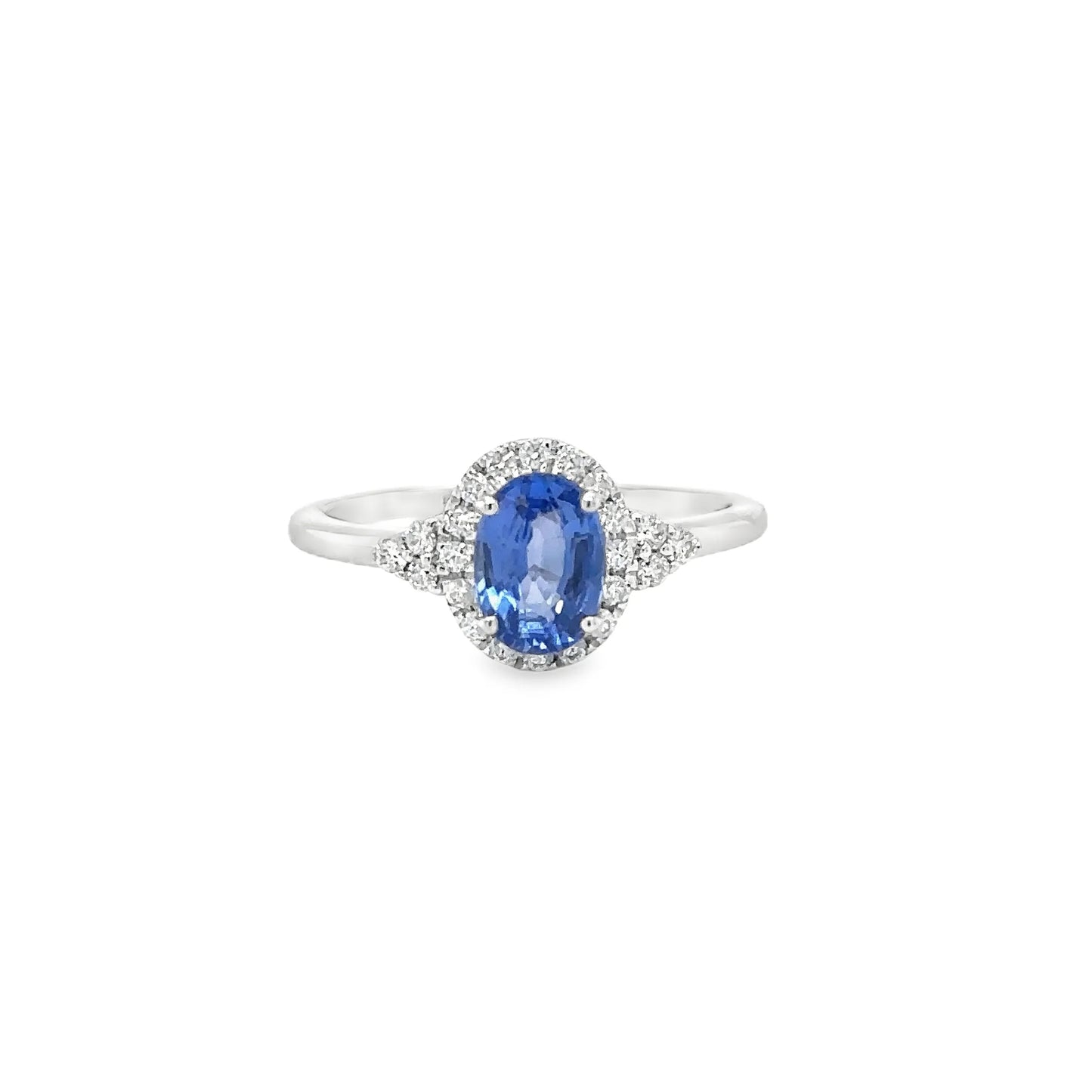 18KT WHITE GOLD SAPPHIRE AND DIAMONDS RING