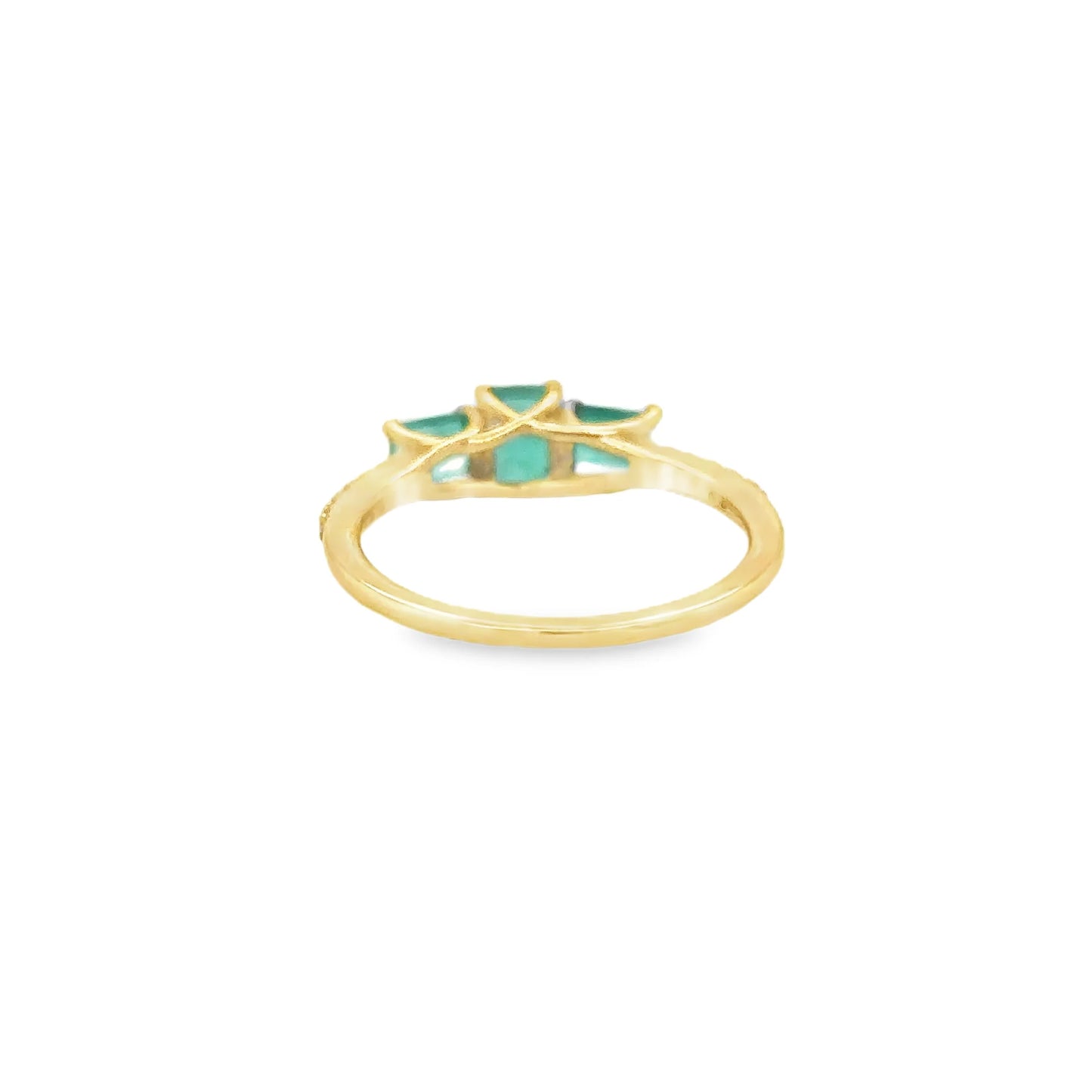 18KT YELLOW GOLD EMERALD AND DIAMONDS RING