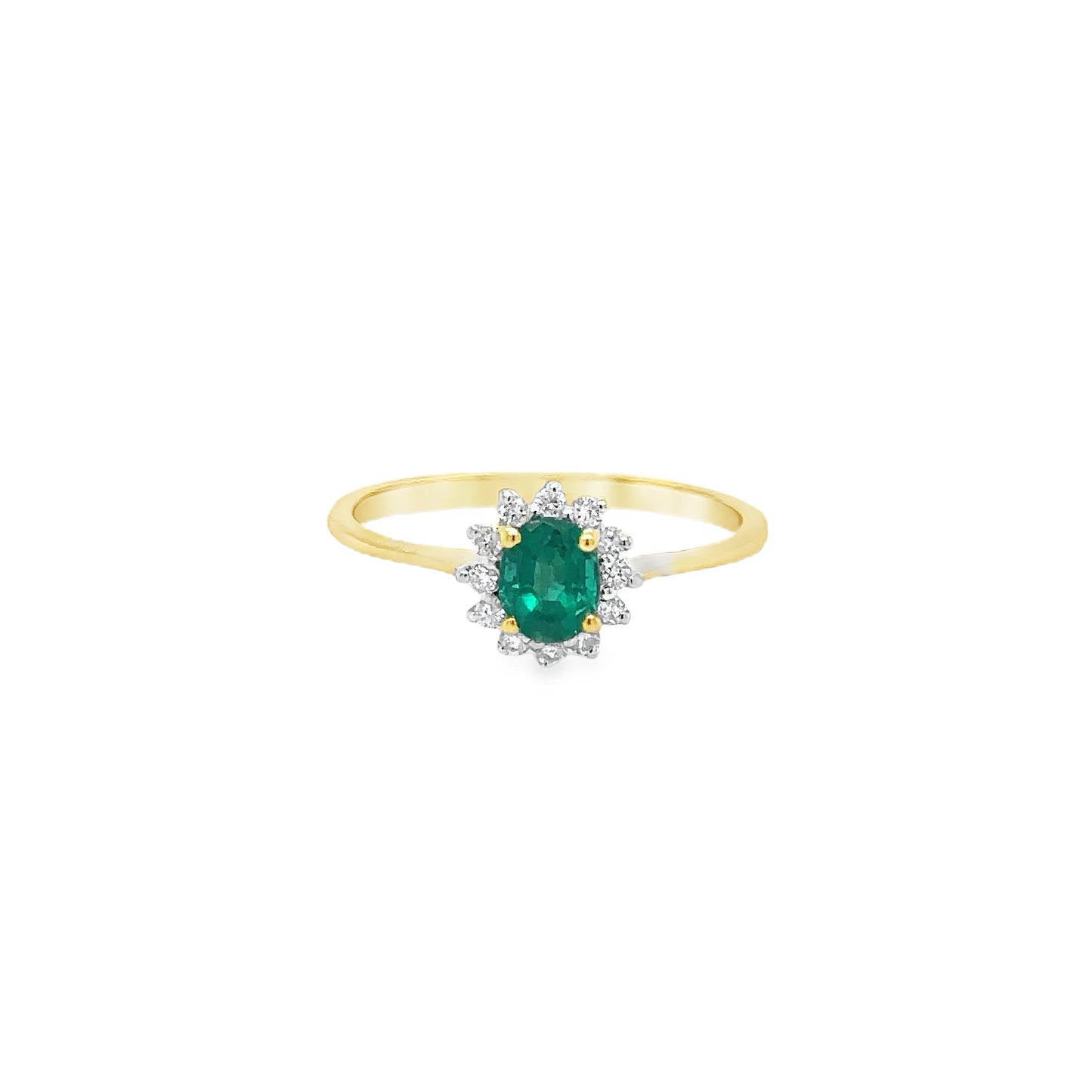 18KT YELLOW GOLD EMERALD AND DIAMONDS RING
