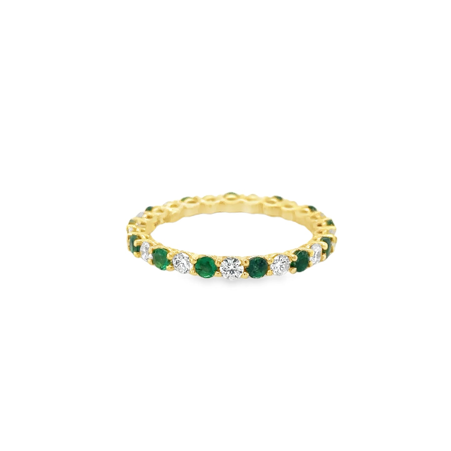 18KT YELLOW GOLD EMERALD AND DIAMONDS RING