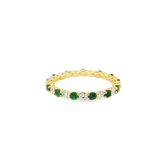 18KT YELLOW GOLD EMERALD AND DIAMONDS RING