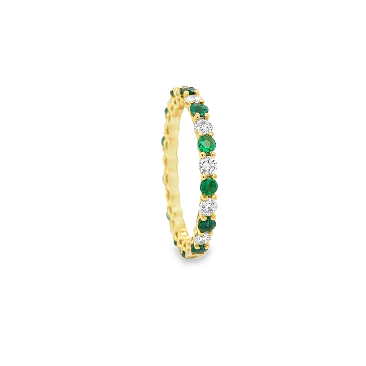 18KT YELLOW GOLD EMERALD AND DIAMONDS RING