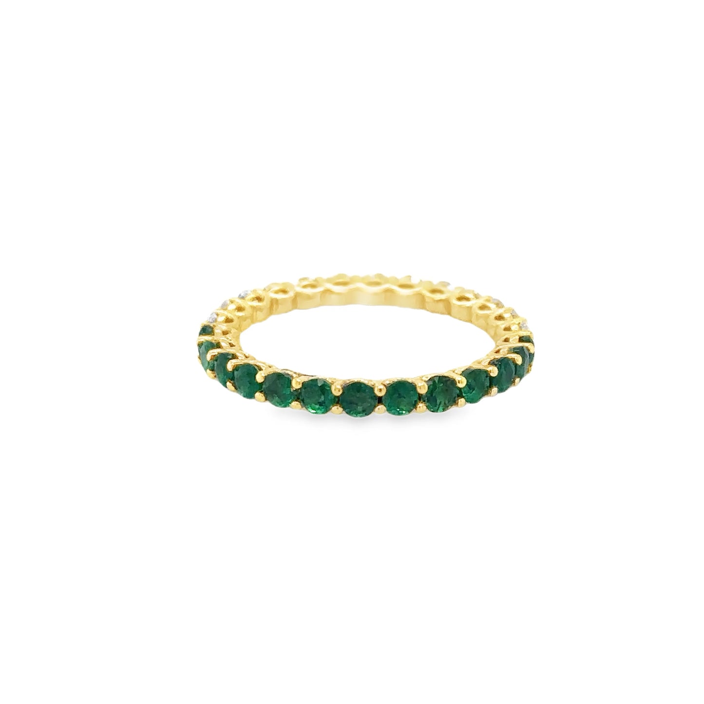 18KT YELLOW GOLD EMERALD AND DIAMONDS RING
