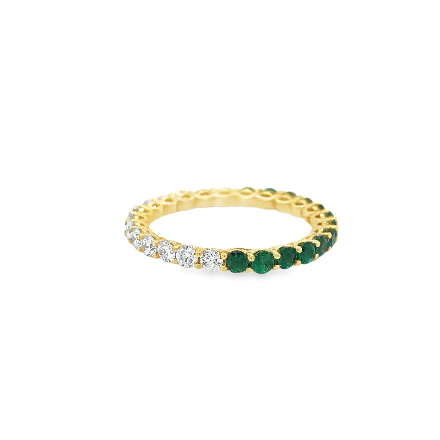 18KT YELLOW GOLD EMERALD AND DIAMONDS RING