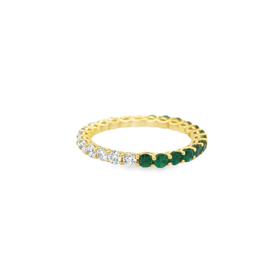 18KT YELLOW GOLD EMERALD AND DIAMONDS RING
