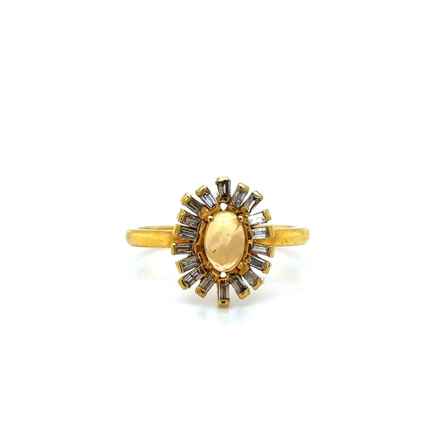 18KT YELLOW GOLD OPAL AND DIAMONDS RING