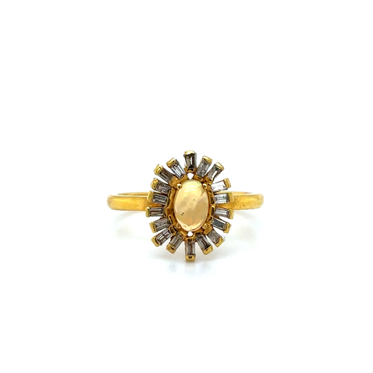 18KT YELLOW GOLD OPAL AND DIAMONDS RING