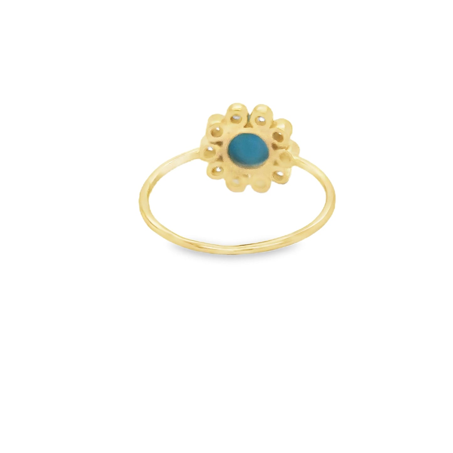 18KT YELLOW GOLD TURQUOISE RING WITH DIAMONDS
