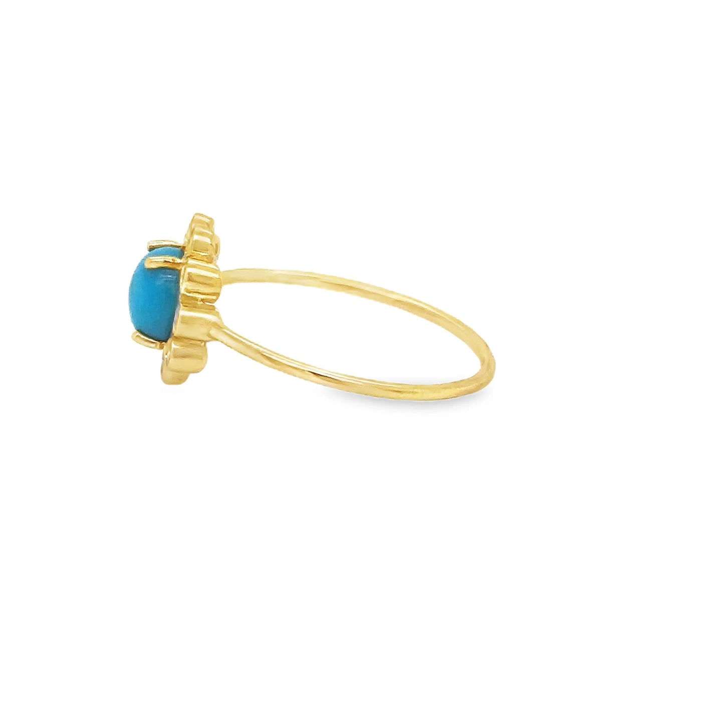 18KT YELLOW GOLD TURQUOISE RING WITH DIAMONDS