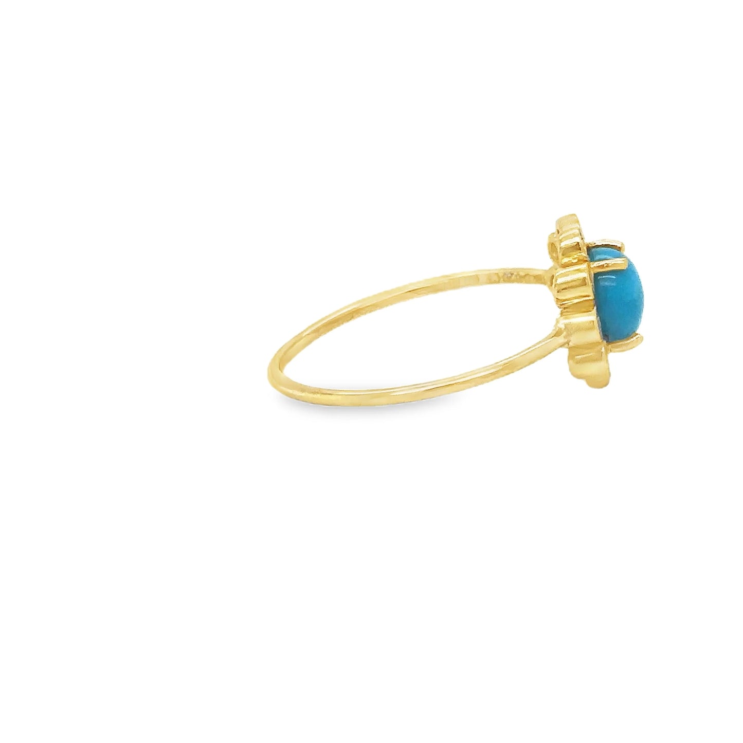 18KT YELLOW GOLD TURQUOISE RING WITH DIAMONDS