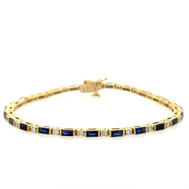 14KT YELLOW GOLD SAPPHIRE AND DIAMONDS BRACELET