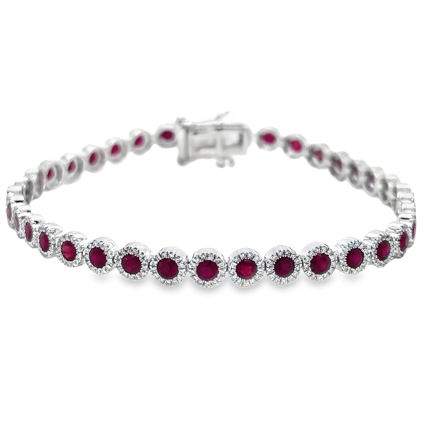 14KT GOLD RUBY AND DIAMONDS TENNIS BRACELET