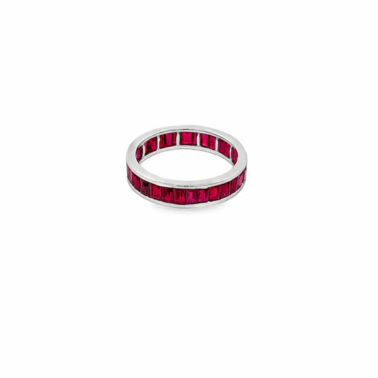 18KT WHITE GOLD BAGUETTE RUBY RING
