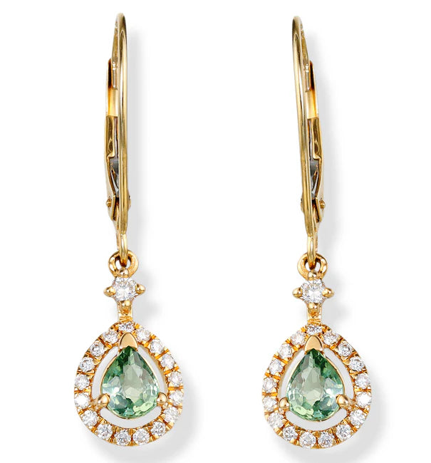 14KT. DIAMOND/TAAVORITE EARRINGS