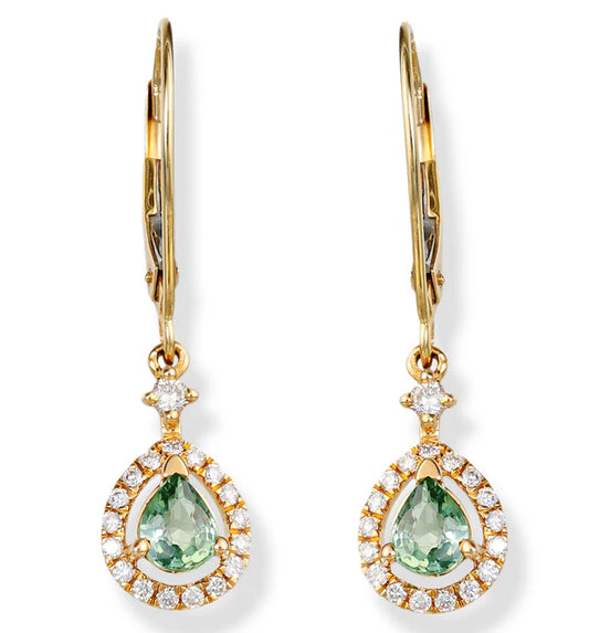 14KT. DIAMOND/TAAVORITE EARRINGS