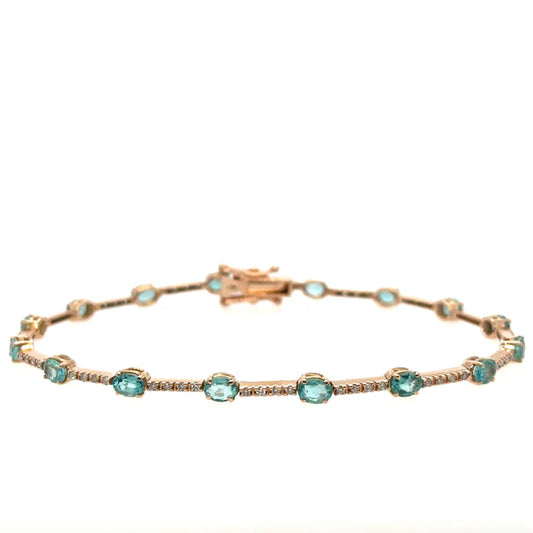 18KT ROSE GOLD EMERALD AND DIAMONDS BRACELET