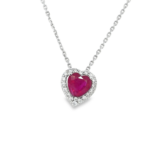 18KT WHITE GOLD RUBY AND DIAMOND NECKLACE