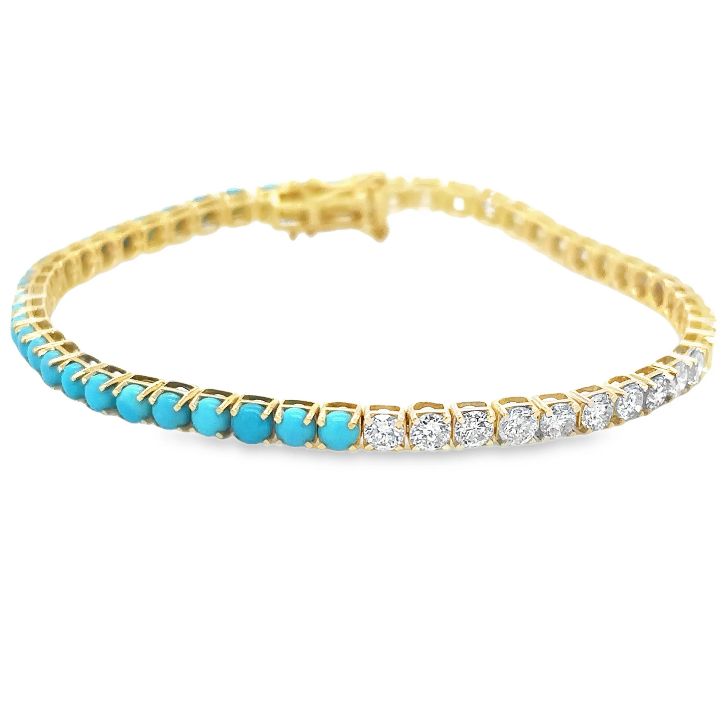 14KT GOLD TURQUOISE AND CHAMPAGNE DIAMONDS BRACELET