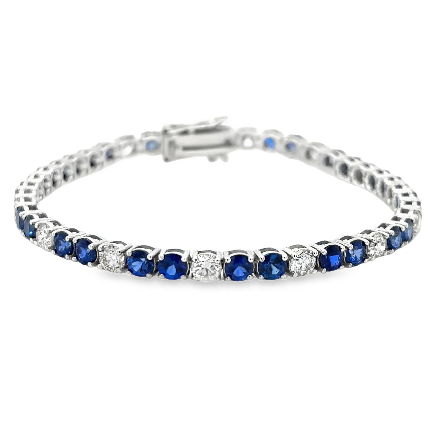 14KT GOLD DIAMOND AND BLUE SAPPHIRE BRACELET