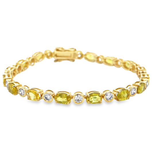 14KT YELLOW GOLD DIAMOND YELLOW SAPPHIRE BRACELET