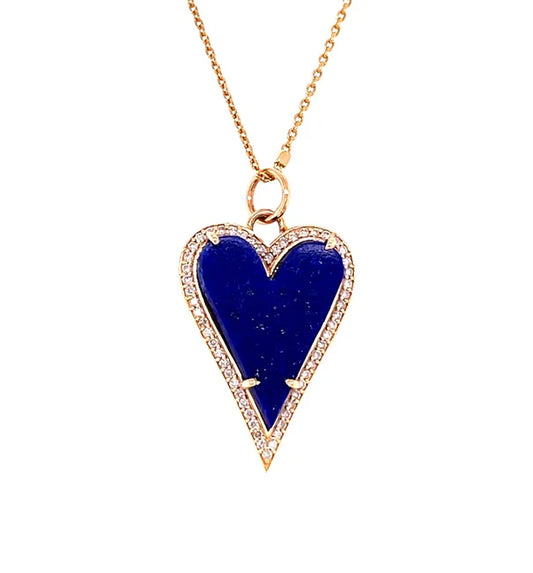 14KT YELLOW GOLD LAPIS HEART PENDANT