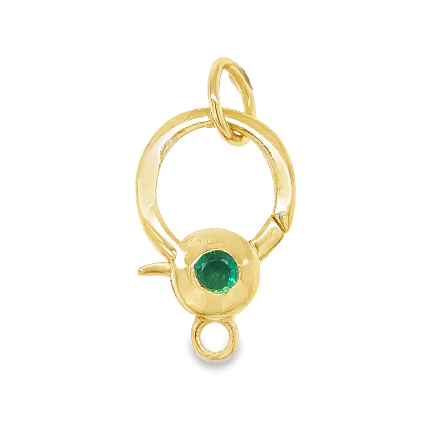 14KT YELLOW GOLD EMERALD LOBSTER LOCK