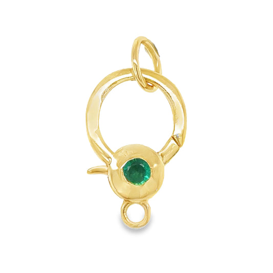 14KT YELLOW GOLD EMERALD LOBSTER LOCK