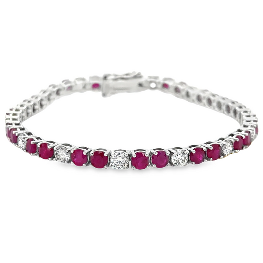 14KT GOLD DIAMOND AND RUBY BRACELET
